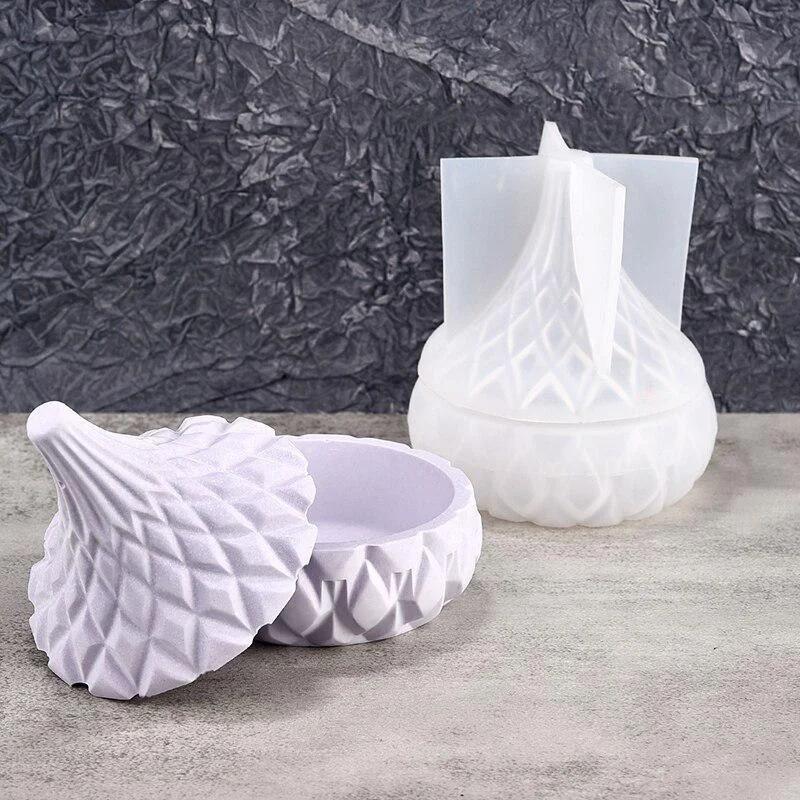 DIY Handmade Gypsum Candle Cup Mold Resin Concrete Storage Box Making Silicone Mould Drop Shape Gift Box Planter Craft Form Tool