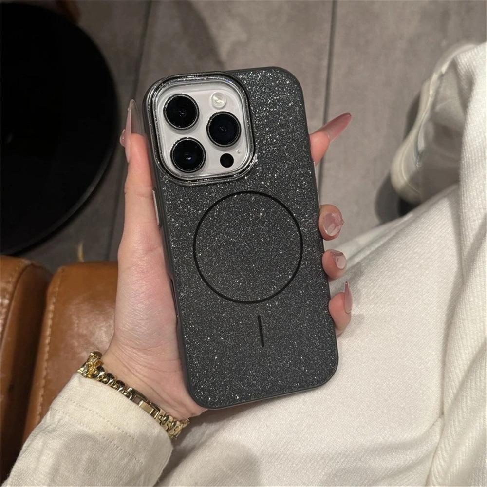 Glitter Wireless Charge Phone Case For For Iphone 11 12 13 14 15 16 Pro Max Plus Magnetic Bumper Back Cover