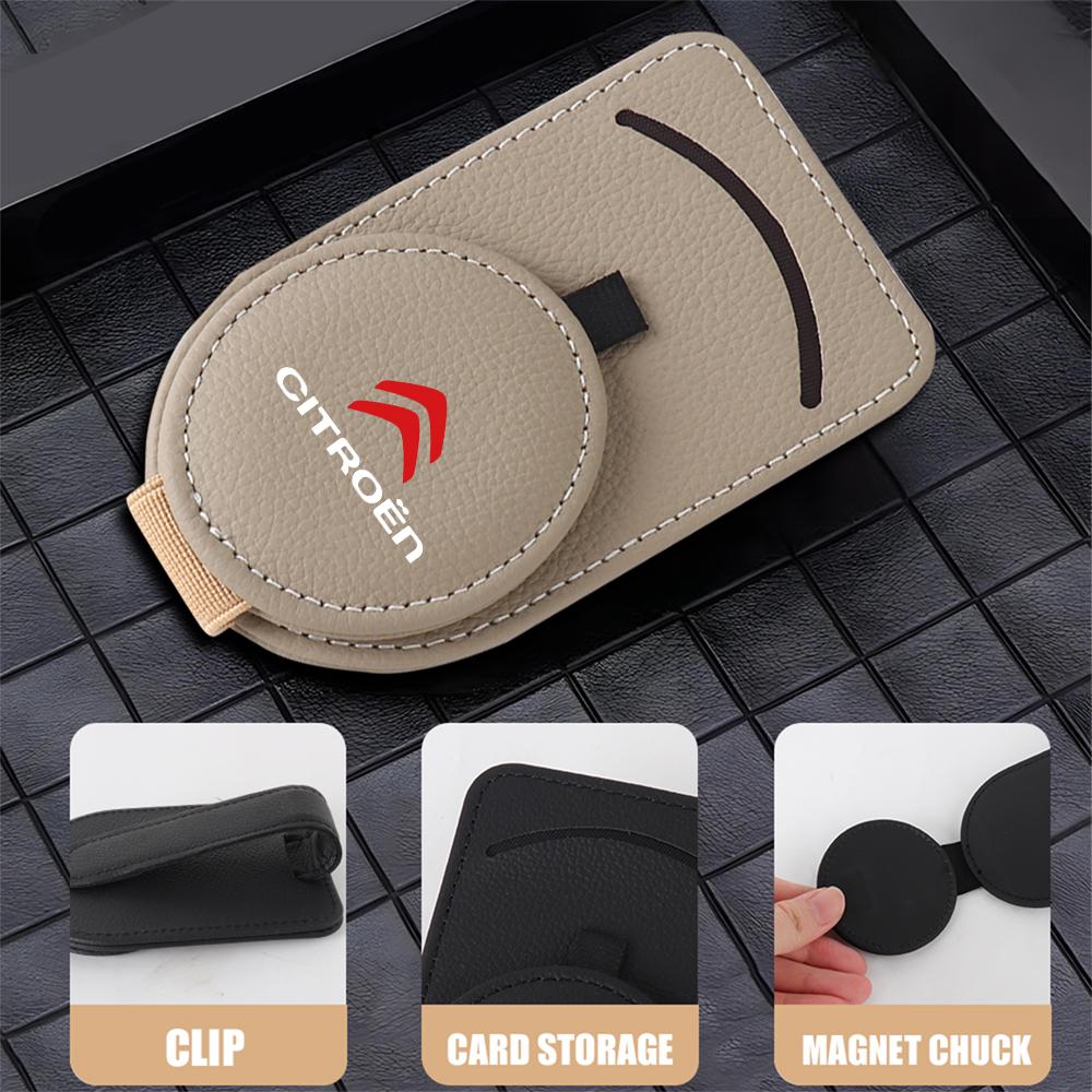 PU Leather Car Sun Visor Glasses Frame Sunglasses Clip Car Accessories For Citroen C1 C2 C3 C4 Grand Picasso C4L C5 C6 C8 Xsara aia256