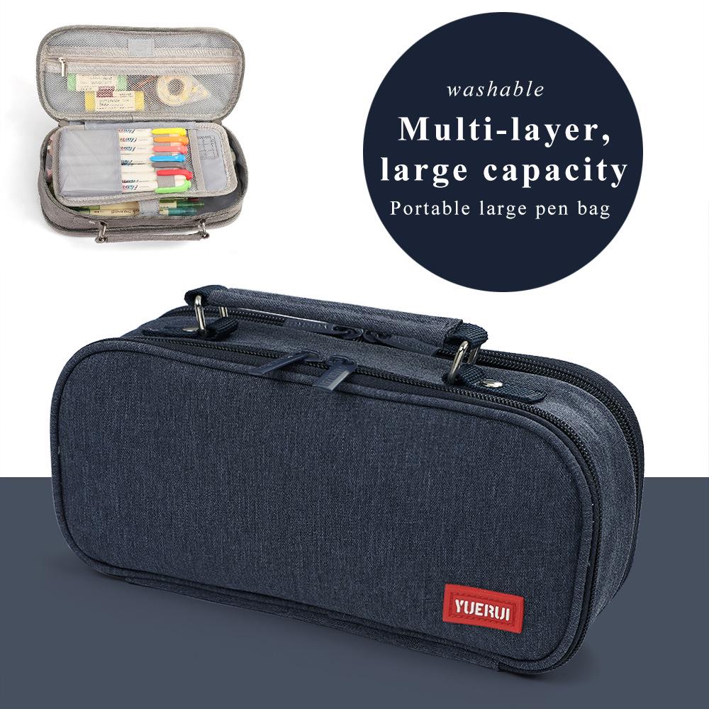 

Five-Layer Canvas Pencil Case: Large Capacity, Multifunctional, Handheld Design for Junior High School Students. синий/глубокий