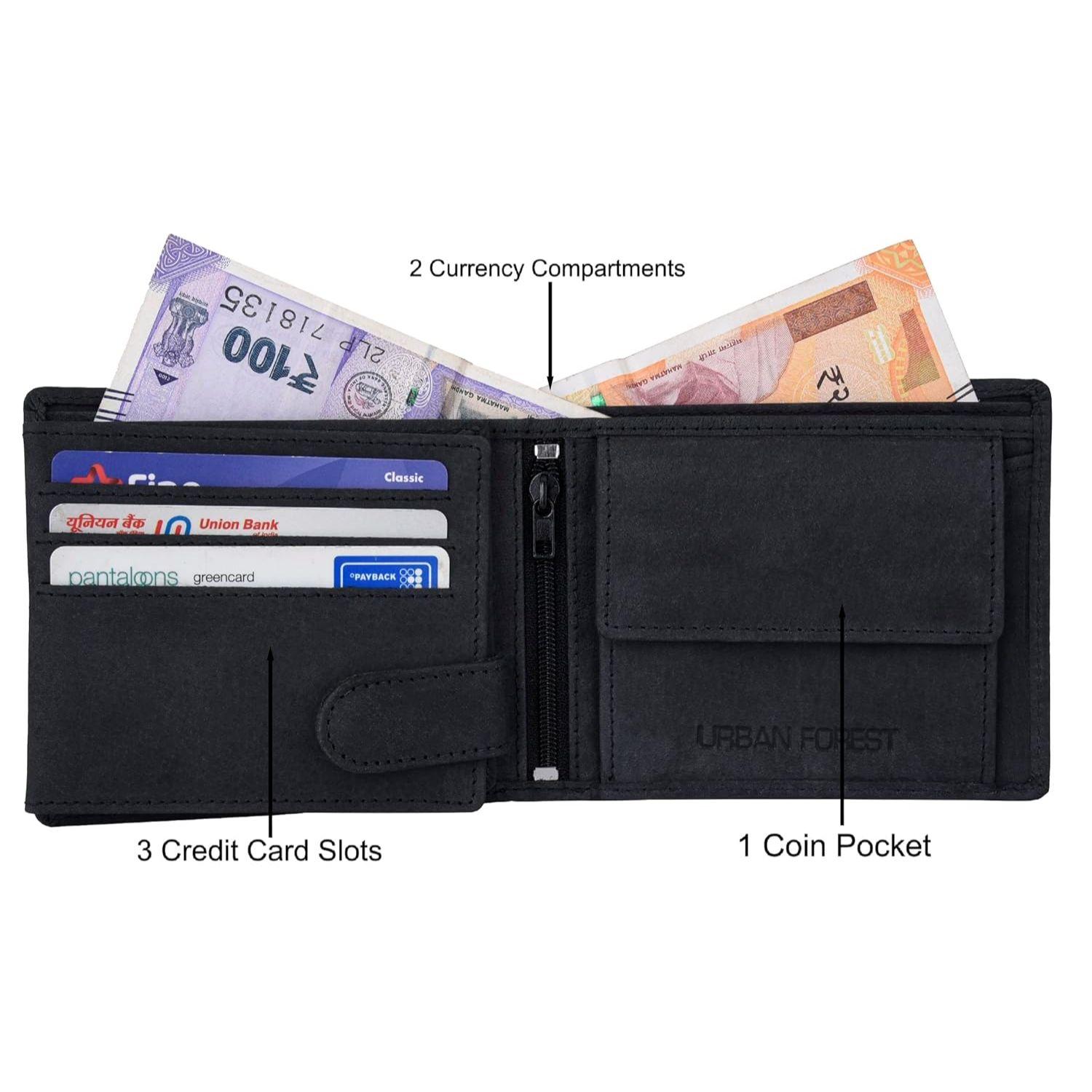 Мужской винтажный черный кожаный кошелек Zeus — фото 4