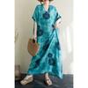 Women's Thin Cotton and Linen Loose Artistic Dress Retro Long Robe