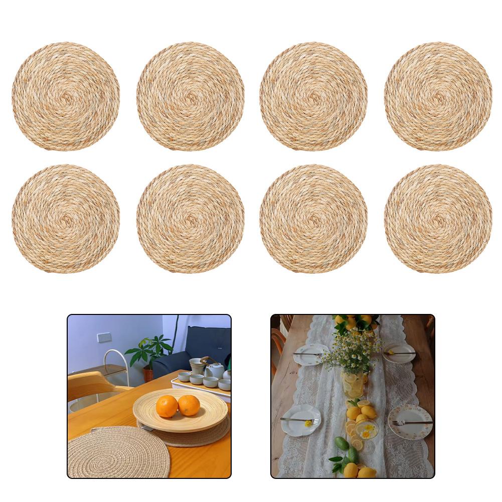 Bohemian Decor Thermal Insulation Mats Thanksgiving Dinner Natural Woven Grass Rustic Table Setting Sustainable Material