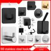 Stainless Steel No-Drill Adhesive Hook for Bathroom/Kitchen – Black
