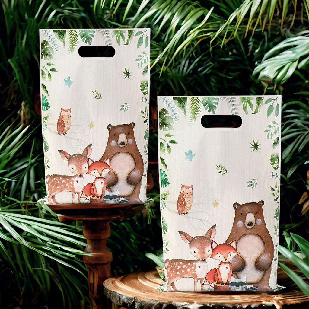 25/50pcs Jungle Safari Animals Gift Bag Handbags Kids Baby Shower Decor Forest Theme Happy Birthday Party Packaging Supplies