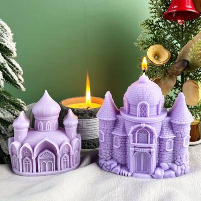 Moule en Silicone Bougie Aromatique Château Style Européen DIY Bâtiment Ancien Château Maison Dôme Plâtre Résine Décoration Artisanat Moule