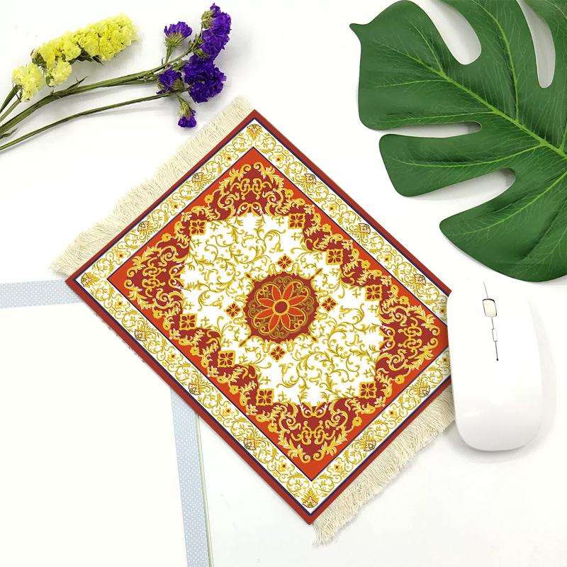 1PC Teppich Muster Tisch Decor Handwerk Fringe Pad Retro Mini Persische Gewebt Teppich Matte Mousepad Büro Arabisch