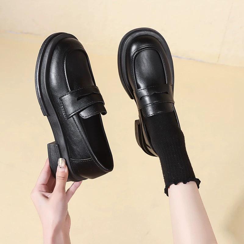 Japanese Style College Student Shoes Cosplay Lolita Shoes for Women Girl Fashion Black Coffee Uniform Platform Shoes
