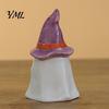 Cute Halloween Room Decoration Ceramic Tealight Holder, Lighted Ghost Pumpkin Figurine with Indoor Party Atmosphere Lamp Witch Hat, Tiered Tray