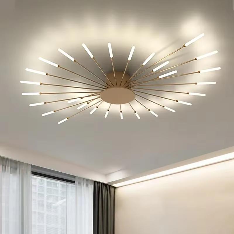 Modern Firework Led Ceiling Lights Home Decor Living Room Bedroom Ceiling Lamps Lustre Lighting Black Gold Mounted Lamp Fixtures