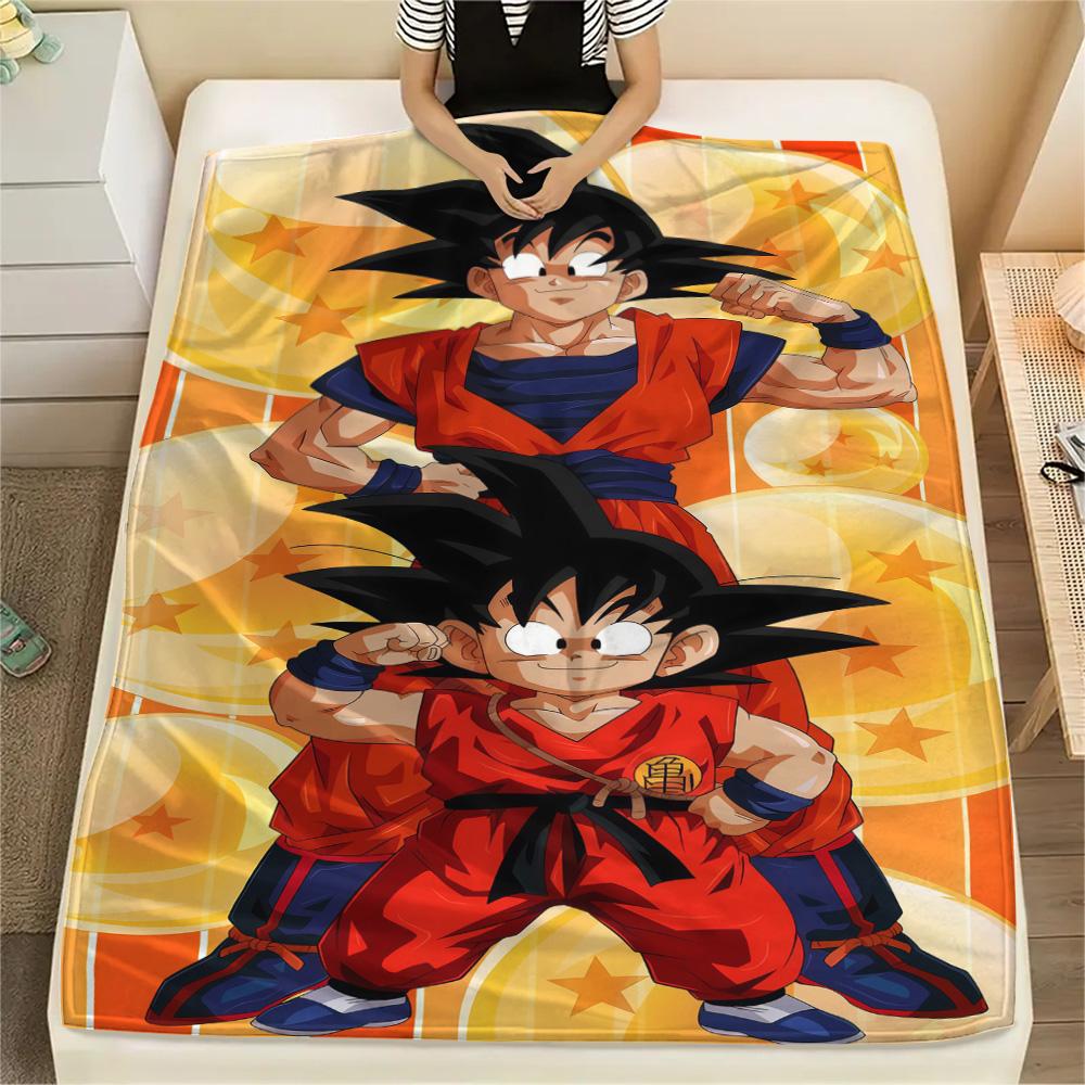 1PC Son Goku Patterned Flannel Blanket Suitable For All Seasons For Home Decor Warmth And Comfort Gifts Holiday Present