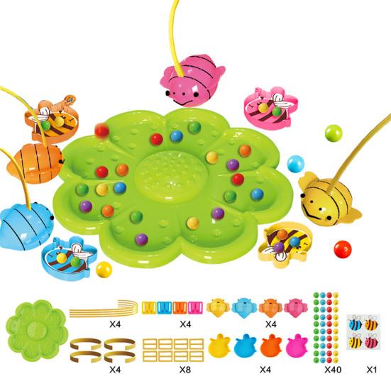 1 Set Bee Bean Picking Fishing Game Magnetic Bead Catcher Tabletop Game with Headband