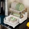 Dish Drying Rack Dish Racks for Kitchen Counter 2-Tier Draining Tray for Bowls Pots Pans Cups Utensils Cutlery Cookware RV