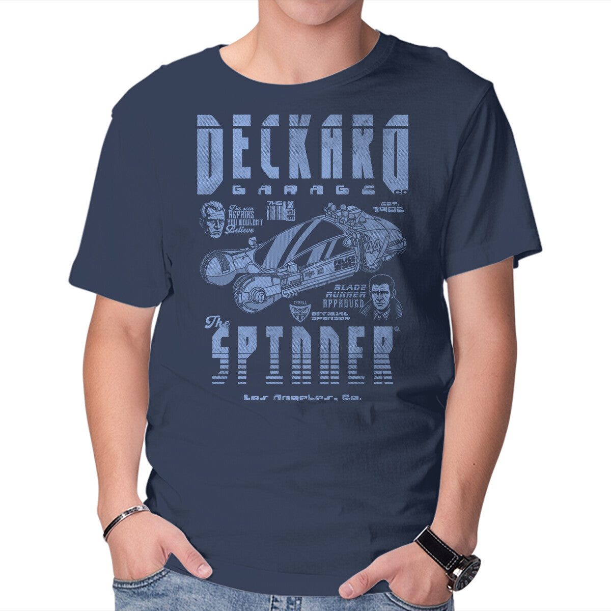 Unisex Crew Neck T-Shirt Deckard Garage Graphic Short Sleeve Casual Tee S