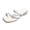 Casual rhinestone butterfly sandals 2025 summer new fashionable versatile transparent thick heel fairy wind cool slippers