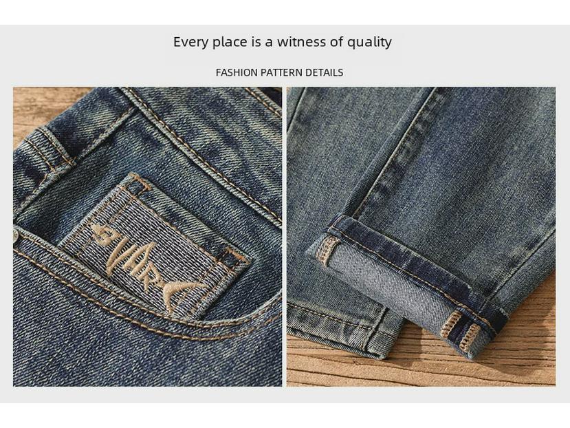 Men's Classic Retro Jeans - Stylish, Comfortable, All-Season Straight Pants for Spring and Autumn