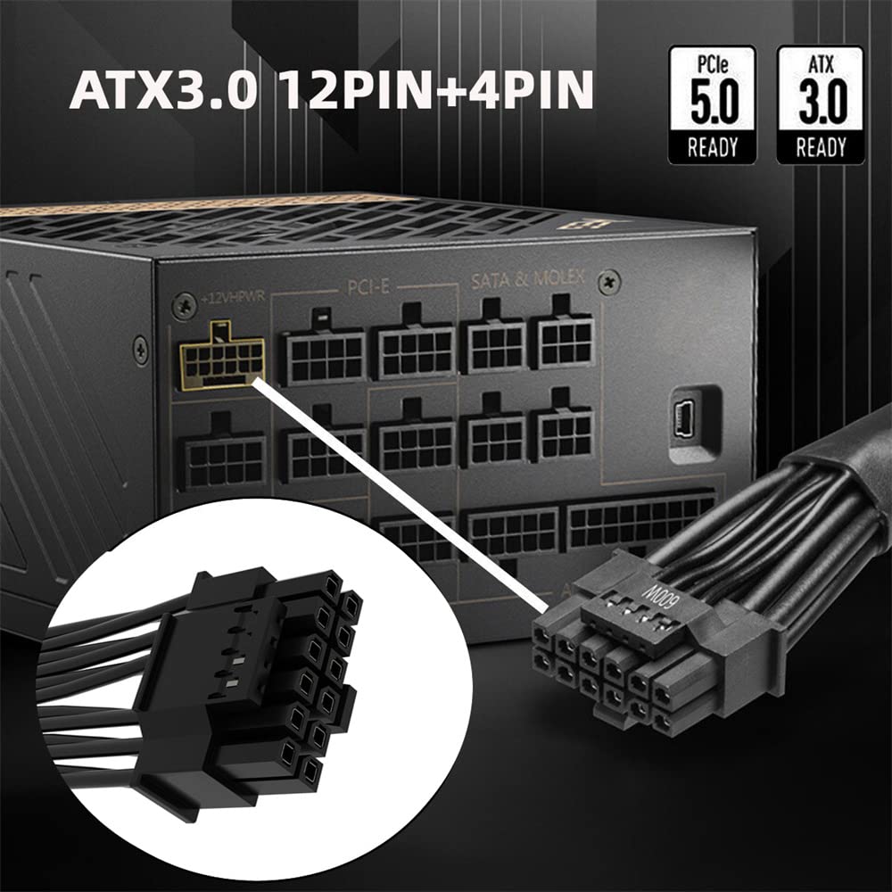 Cablecc 12VHPWR Power Modular Cable 16 Pin To 16 Pin for 3080 3090TI PSU Pin Graphics Card ATX3.0 PCI-E 5.0 12+4