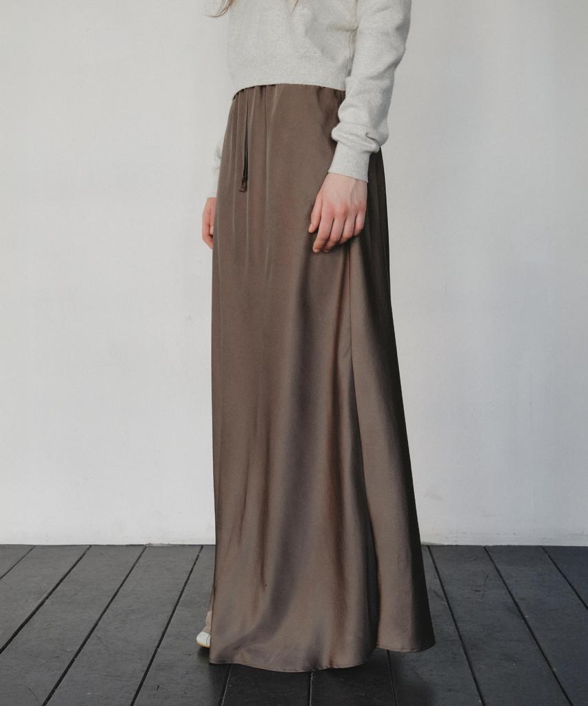 CITTA Relaxed Satin Maxi Skirt_Cts624(Brown)