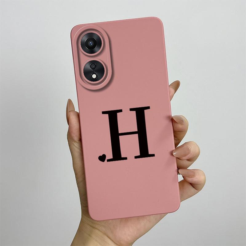 For OPPO A78 5G Case For oppo a78 5G Phone Case CPH2483 CPH2495 Cover Cute Initial Letters Square Silicone Shockproof Back Cover