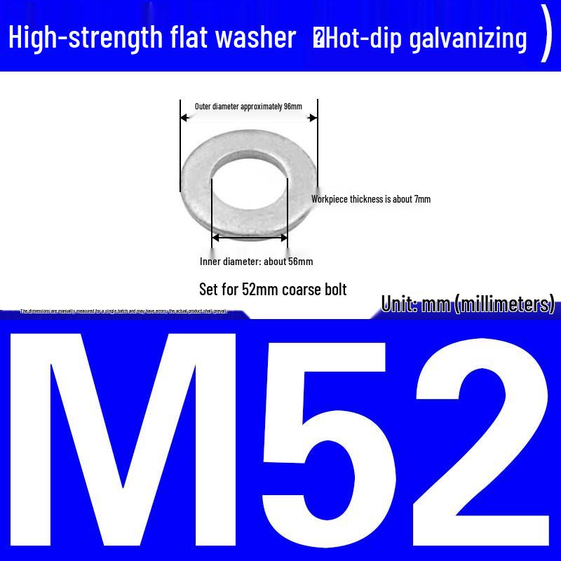 Thickened Hot-Dip Galvanized Washer & Nut Set with Spring Washers, M6-M42