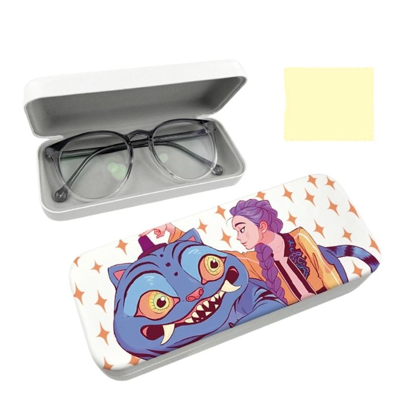 Anime PU Leather Glasses Case Witch Hunters Design Soft Lining for Scratch Prevent Eyewear Holder for Daily Travel Use
