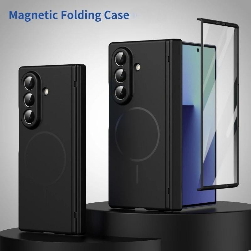 For Magsafe Magnetic Case For Samsung Galaxy Z Fold 8 Ultra 7 6 5 4 3 Z Flip 8 7 6 5 4 3 Hinge Protection With Screen Protector