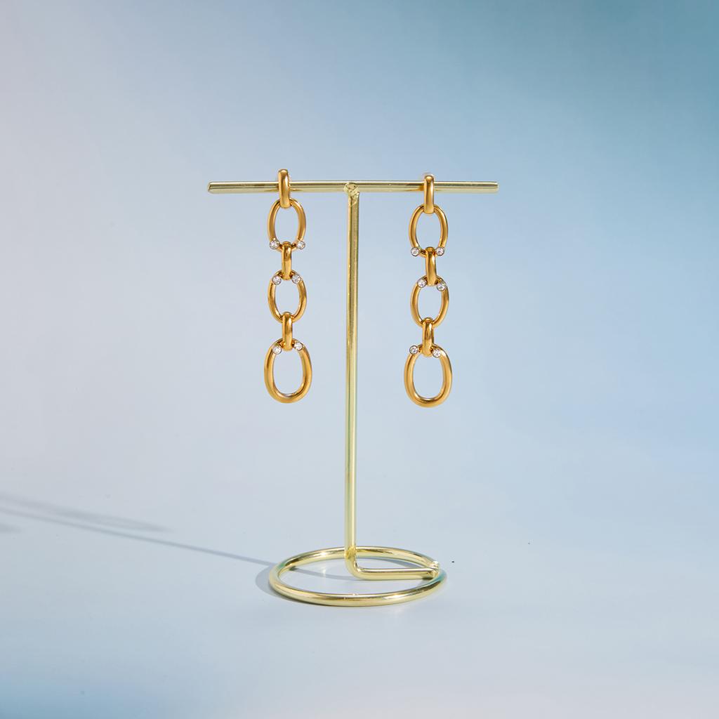  Stainless Steel Smooth Chain Tassel Earrings For Women Trendy Metal Texture 18 K Earrings Golden Accessories