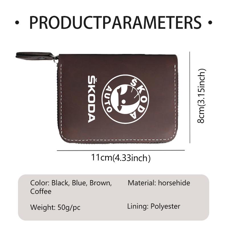 For Skoda Car Leather Wallet Motor ID Credit Card Ticket Storage Bag Octavia Superb RAPID FABIA KAMIQ KAROQ KODIAQ YETI kybf34
