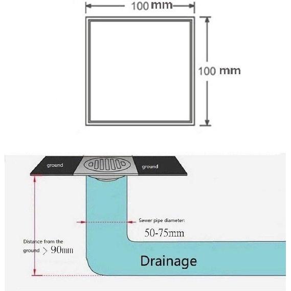 

Shower Floor Drain Brass Square 4 Inch Shower Floor Drain Removable Cover, Bathroom Drainer with Hair Strainer for Kitchen Washroom Garage Basement