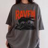 Oversize Raven Block Print T-Shirt, Crow Skeleton Goth Cottagecore Tee