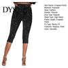 Sequin Bottoms Women Cropped Pants Elastic High Waist Skinny Fit Sequined Calf-length Shiny Sequins Vacation Travel Work Casual Comfortable