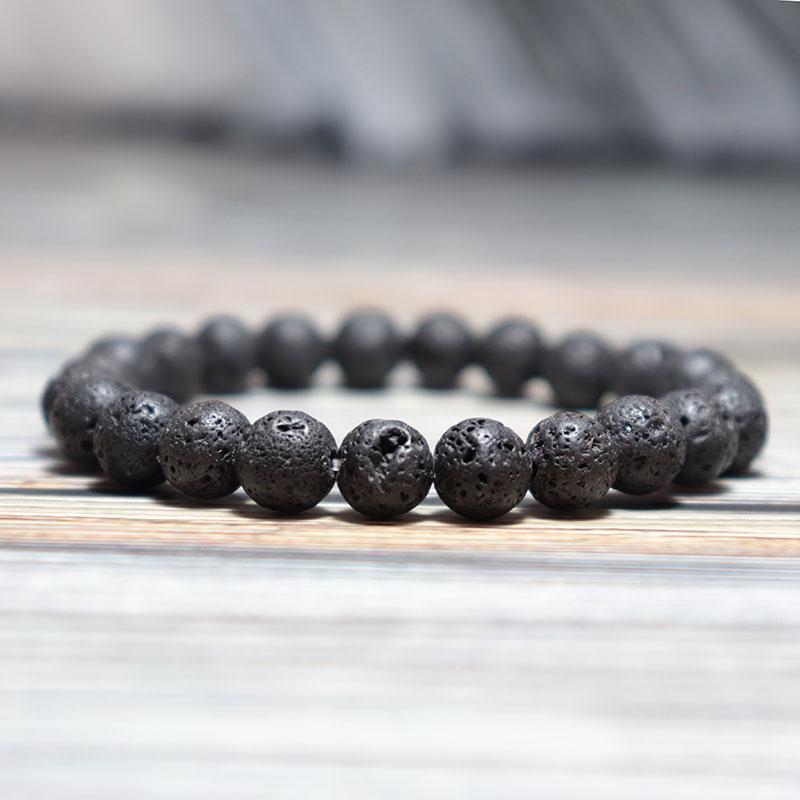 New Simple Style 8mm Gemstone Stretch Beaded Bracelet Men Women Natural Tiger Eyes Lava Onyx Stone Hand Accessories Pulseria
