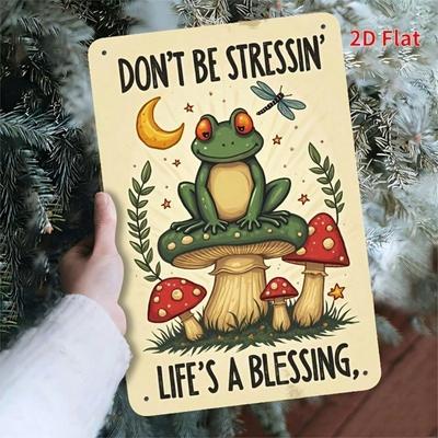 Vintage Green Frog On Mushroom Metal Wall Art Garden Decor
