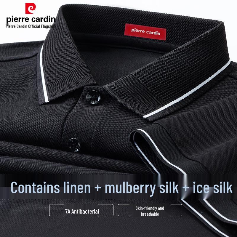 Pierre Cardin Men s Linen & Silk Blend Cooling Polo Shirt 4XL