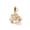 2 PCs Waterproof 304 Stainless Steel & Rhinestone Flora Charms 18K Gold Plated Enamel Flower Pendants For DIY Necklace Making