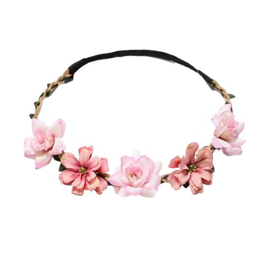 Bridal Flower Crown Boho Artificial Flower Crown Elastic Strap Hair Wreath Holiday Wedding Floral Headband for Bridesmaids Flower Girls