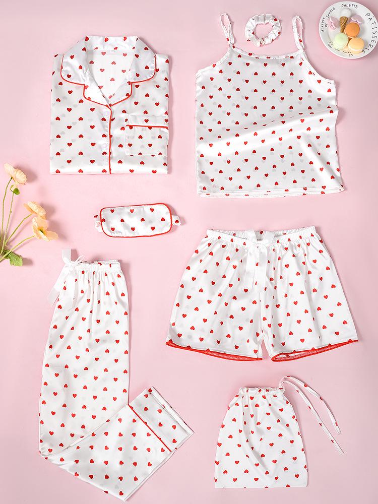 Children's Four Seasons Wearable Silk Striped Pajama Set - Seven Pieces