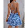 Summer Floral Printed Backless Suspender Short Dress Sexy Slim Fit Loose Lace-up A-line Party Dresses Casual Sexy Fashion Holiday Elegant Clothing