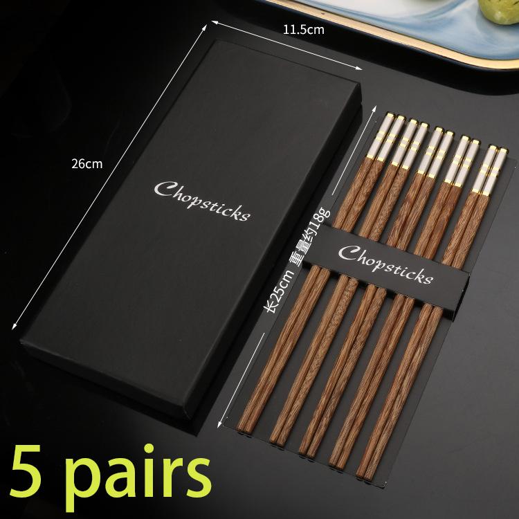 

Палочки для еды из цельного дерева для дома, нескользящие палочки для еды, кухонный набор, нескользящие палочки для еды, деревянное полено, подарочная коробка