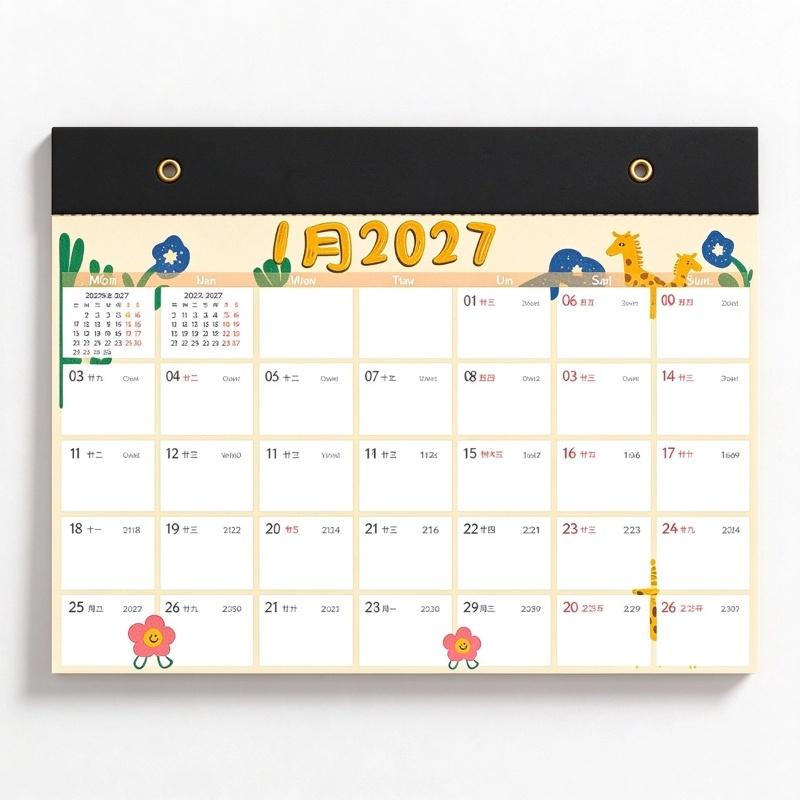 1 Set dickes Papier mit großem Schreibplatz 2027 Wandkalender mit festlichen Kunstseiten Jan.–Dez.. Für die tägliche Haushaltsplanung