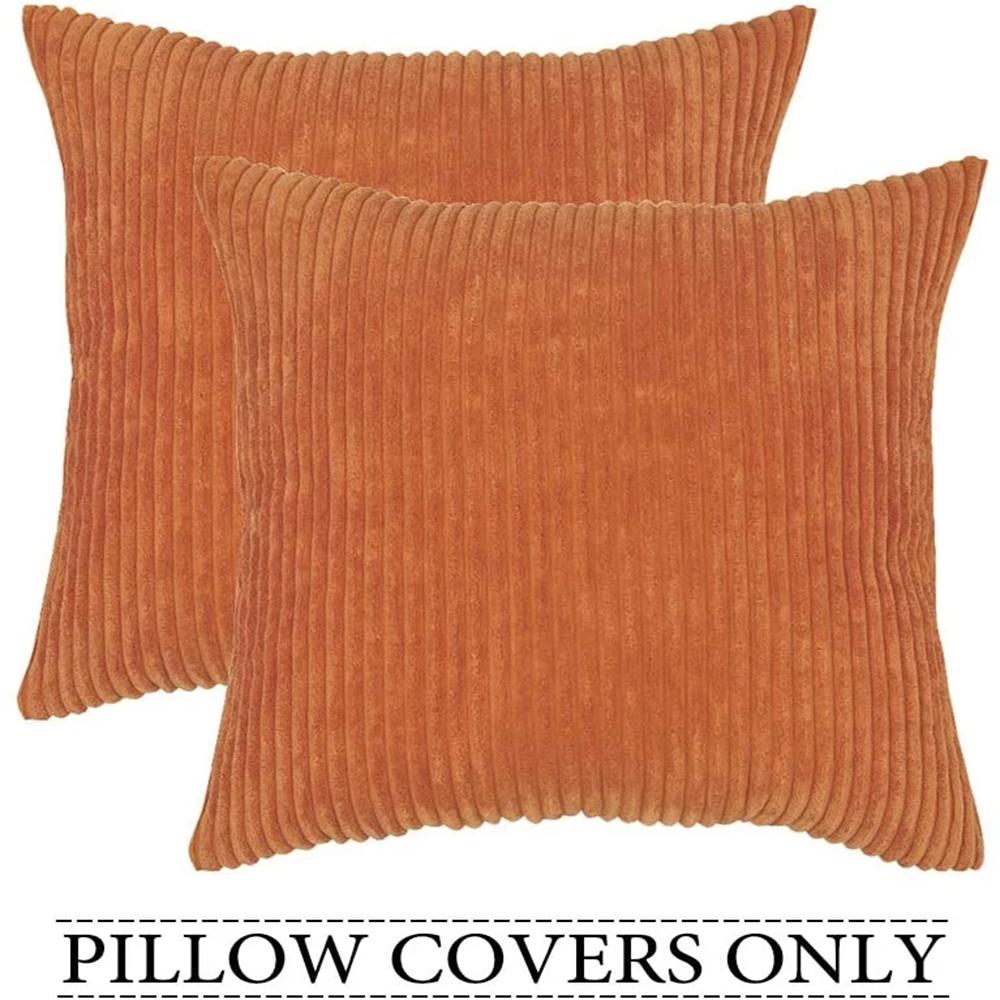 Supersoft Corduroy Cushion Cover Solid Striped Throw Pillow Covers Decorative Pillow Case for Sofa Bed Living Room Decoration