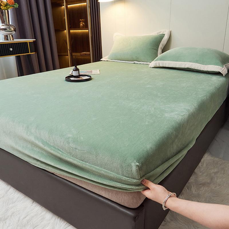 High-quality Soft Velvet Fitted Sheet with Elastic Bands Non Slip Adjustable Mattress Covers for Single Double King Queen Bed 160x200cm