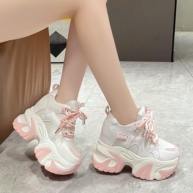 25 Pavasario aukštos kokybės platforminiai kulniukai moteriški storu padu spalvų derinimo laisvalaikio sportbačiai moteriški bėgimo bateliai zapatillas de mujer