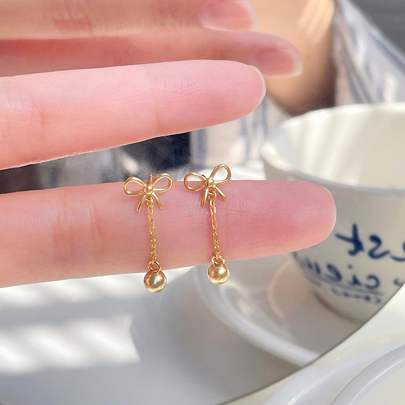 

Модные серьги-кисточки с круглыми бусинами в виде банта для женщин с универсальными простыми и индивидуальными легкими роскошными серьгами