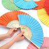 Foldable DIY White Paper Fan with Bamboo Handle