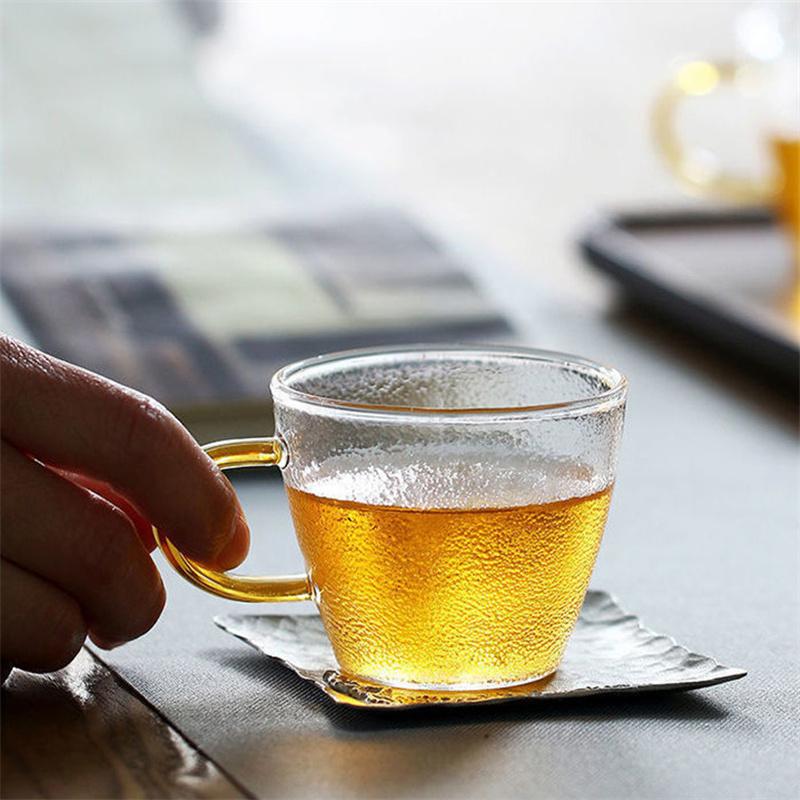 6pcs/Lot 110ml Hammer Pattern Small Glass Tea Cup Handmade Tea-sipping Cup Kungfu Teacup Beer Coffee Drink Cup Drinkware