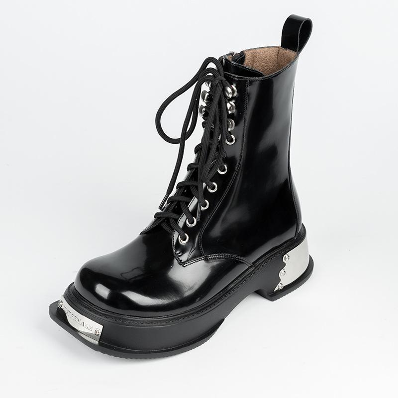 Quality Selection Women's Boots Trend Pearl Chain Design Women Ankle Boots High Quality Platform Leather Short Boots Botas Mujer