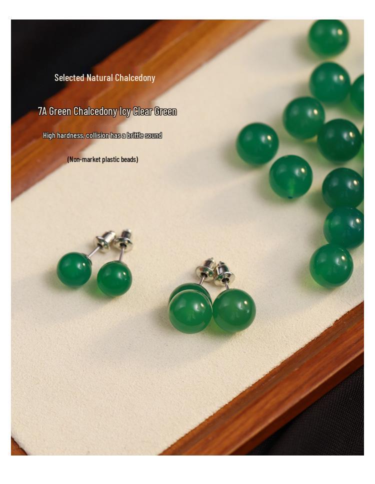 S999 Saf Gümüş Parlak Kırmızı ve Yeşil Kalsedon Küpe - Zarif Retro Üst Düzey Tasarım