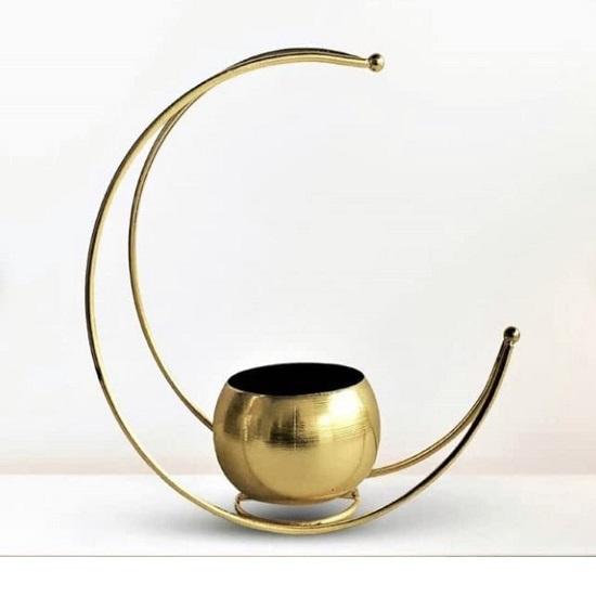Brass Gallery Moon Shape Flower Vase Antique Design