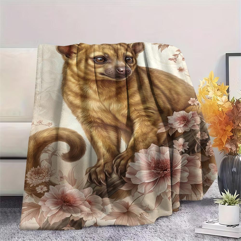 1PC Romanticism Print FlAannel Blanket, High Quality Comfortable for All Seasons, Home Decor, Warmth and Comfort